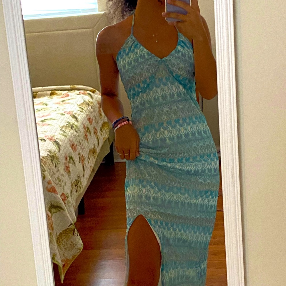Wild Fable backless crochet slip dress